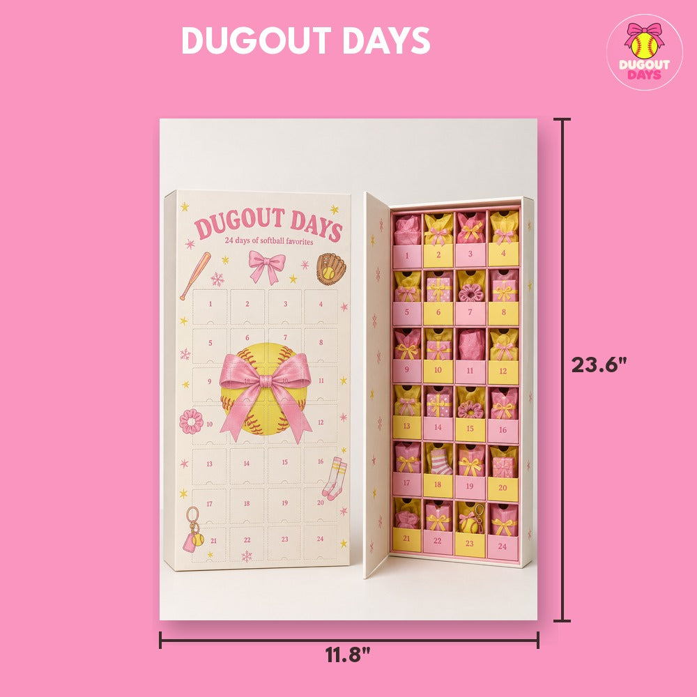 Dugout Days softball advent calendar with dimensions